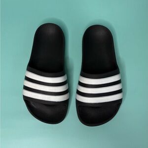 Adidas Slides -  Kids Black and White Slide Sandals
